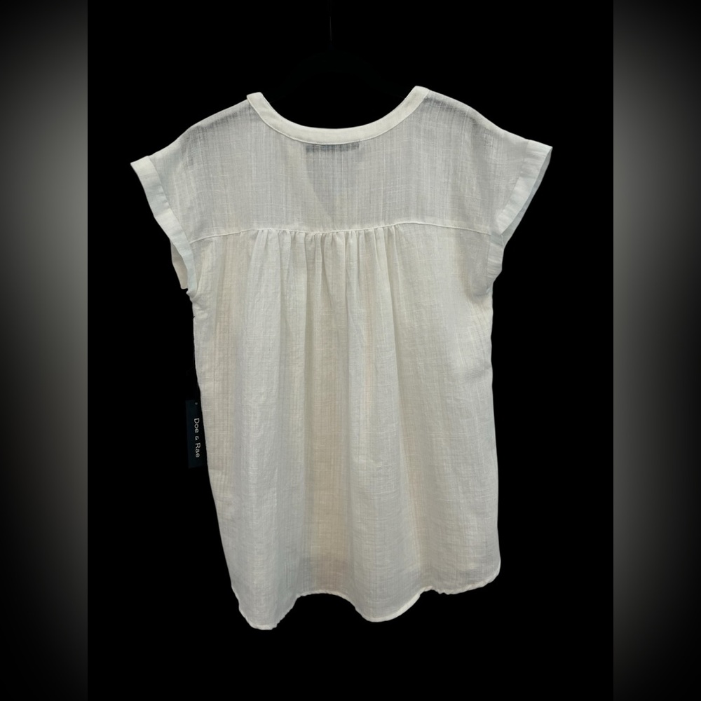 π NWT π€ DOE & RAE White Gauze V-Neck Top | Short Sleeve | Womenβs Small - Picture 2 of 10